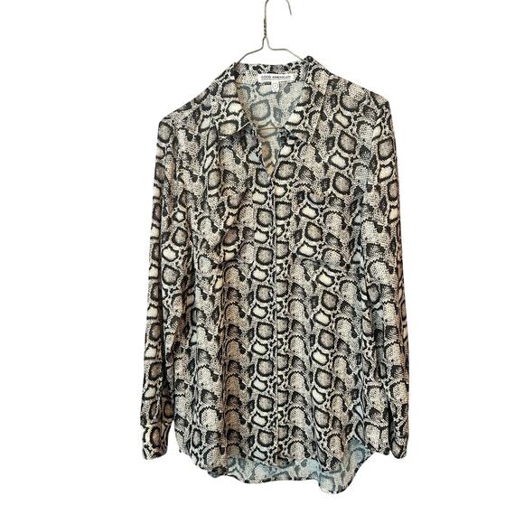 Good American snake print sheer button up shirt blouse top women's size 2 - Picture 1 of 6